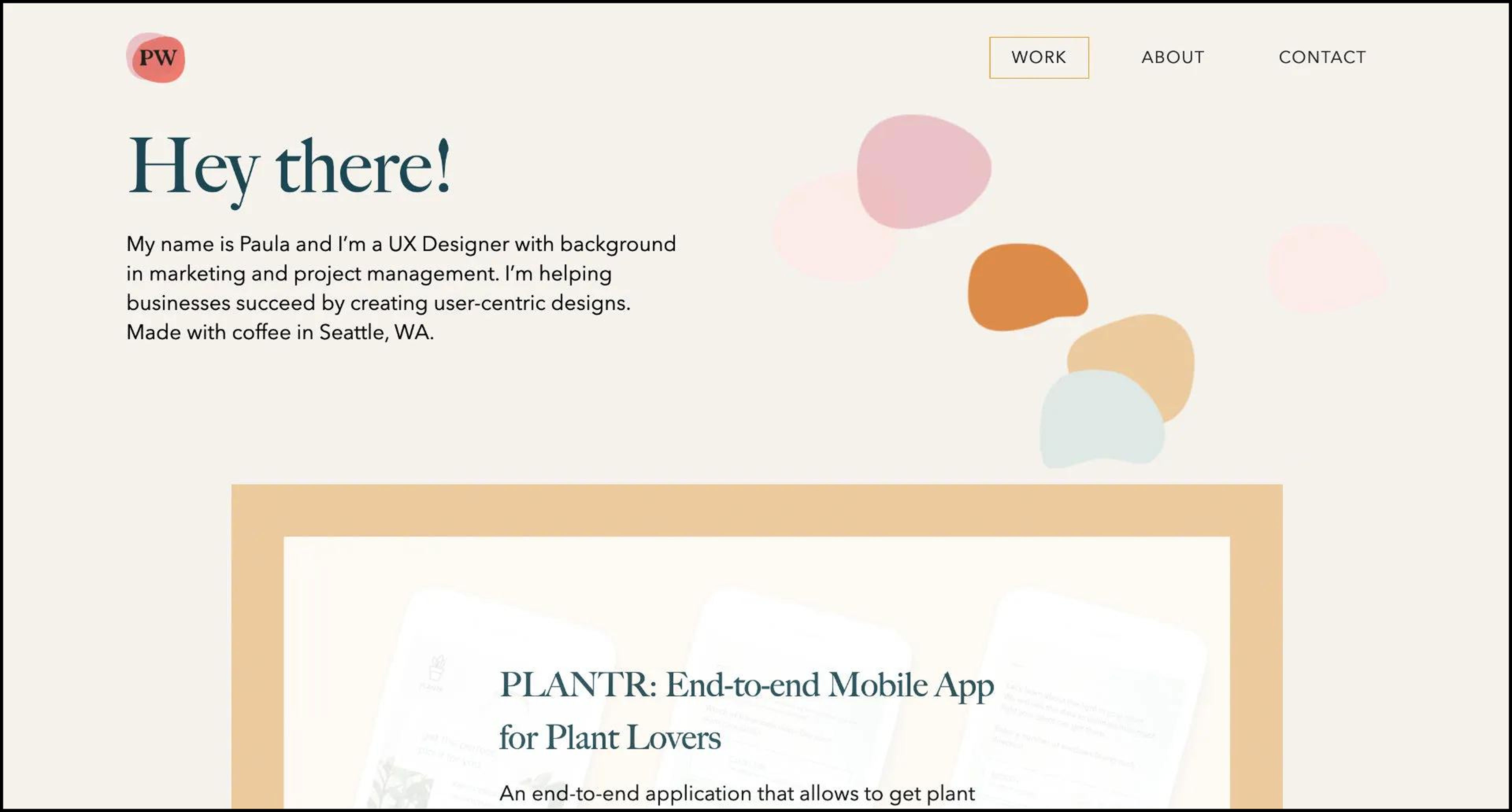 Ví dụ về trang web danh mục thiết kế của Paula Wrzecionowska cho thiết kế UX