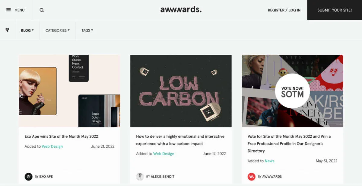 Blog UX hàng đầu - Awwwards