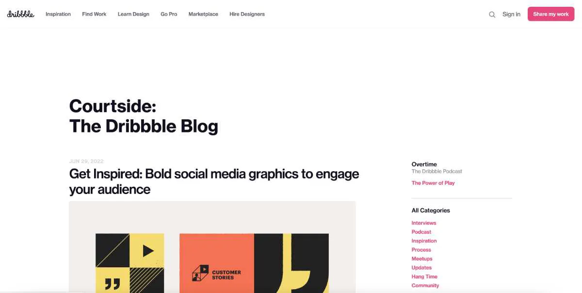 Blog UX hàng đầu - Dribbble