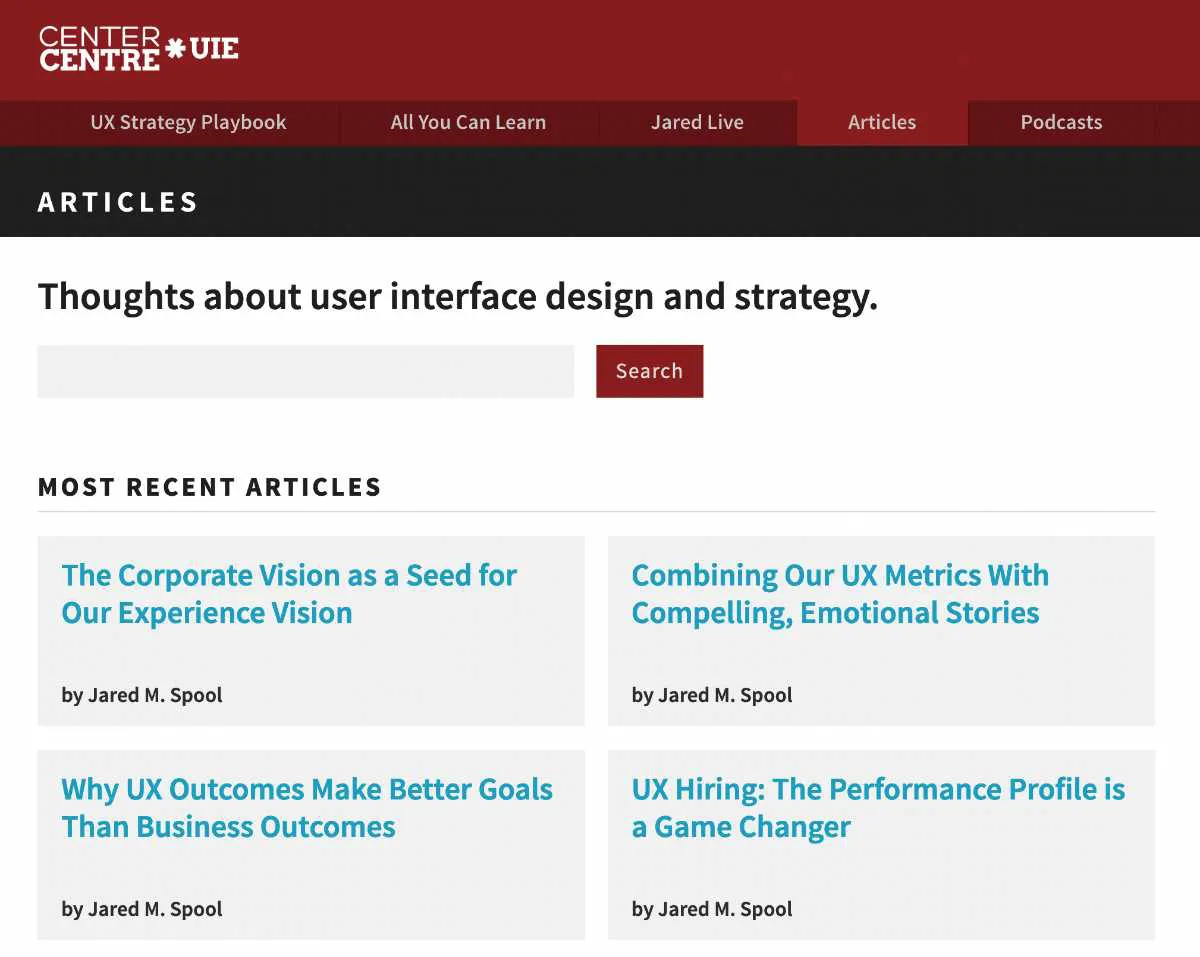 Blog UX hàng đầu - Jared Spool UIE