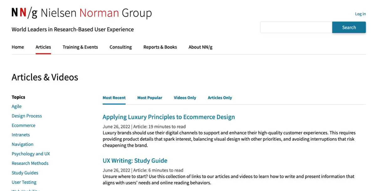 Blog UX hàng đầu - NN Group