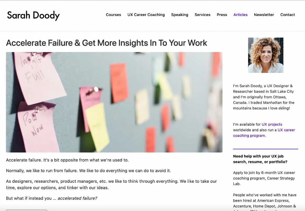 Blog UX hàng đầu - Sarah Doody